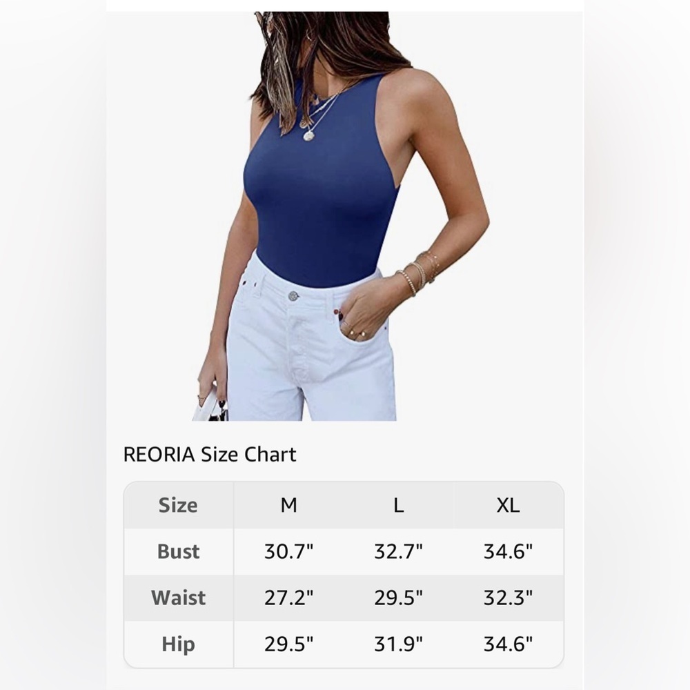 REORIA Butsmooth® Women’s Sexy Sleeveless Racer Back Halter Neck Bodysuit - Picture 2 of 5